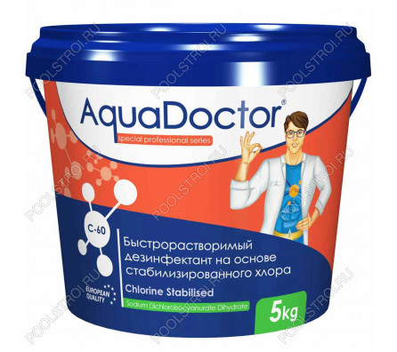 Дезинфектант на основе хлора быстрого действия AquaDoctor C-60 5 кг